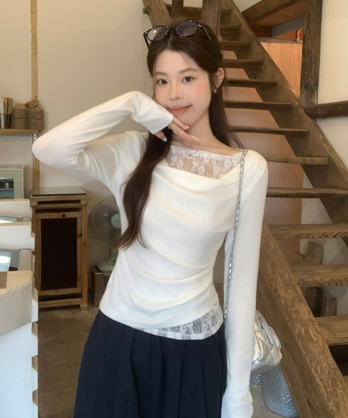 REBALANCE(リバランス)の「レースドッキングオフショルロンT(Tシャツ/カットソー・レディース・A/B・LARGE/MEDIUM)」の6枚目の写真
