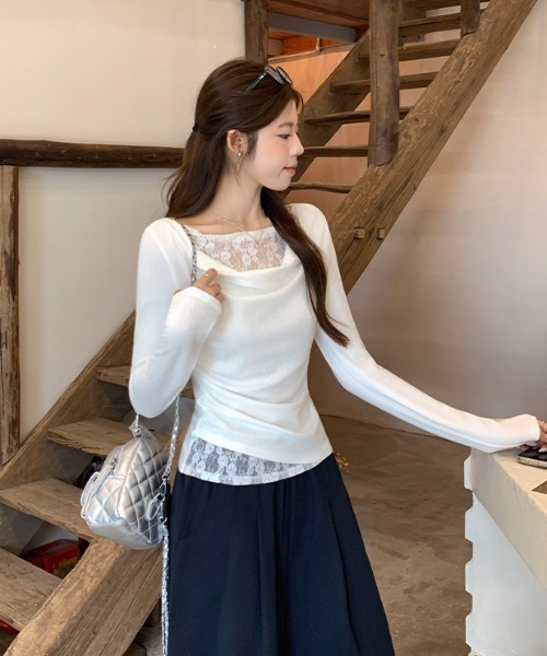 REBALANCE(リバランス)の「レースドッキングオフショルロンT(Tシャツ/カットソー・レディース・A/B・LARGE/MEDIUM)」の8枚目の写真