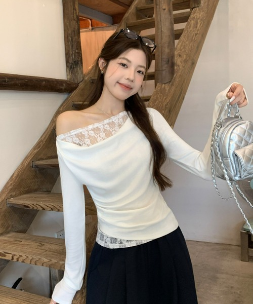 REBALANCE(リバランス)の「レースドッキングオフショルロンT(Tシャツ/カットソー・レディース・A/B・LARGE/MEDIUM)」の9枚目の写真