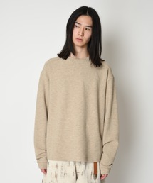 ワッフル素材クルーネックロングスリーブ Waffle crew neck L/S T-shirt