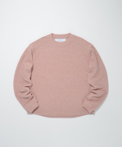 SUPERTHANKS(スーパーサンクス)の「ワッフル素材クルーネックロングスリーブ Waffle crew neck L/S T-shirt(Tシャツ/カットソー・メンズ・ピンク/グレー/ブラック/ベージュ・S/L/M)」の4枚目の写真