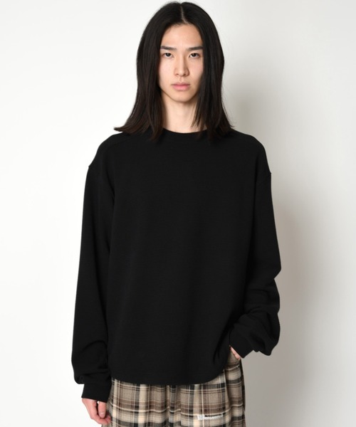SUPERTHANKS(スーパーサンクス)の「ワッフル素材クルーネックロングスリーブ Waffle crew neck L/S T-shirt(Tシャツ/カットソー・メンズ・ピンク/グレー/ブラック/ベージュ・S/L/M)」の1枚目の写真