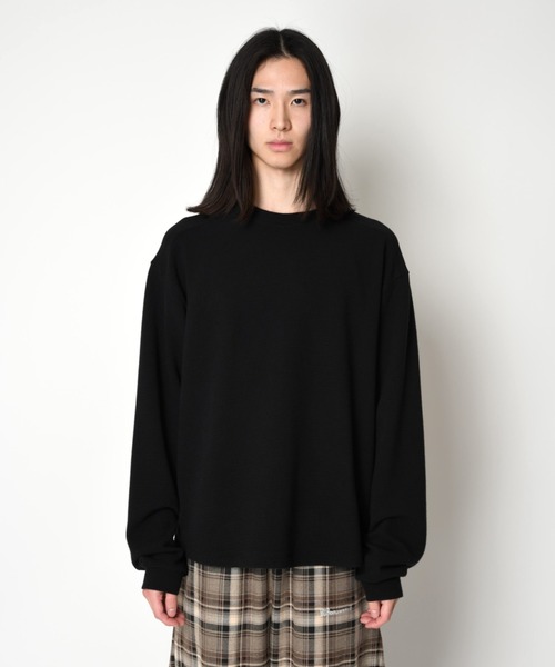 SUPERTHANKS(スーパーサンクス)の「ワッフル素材クルーネックロングスリーブ Waffle crew neck L/S T-shirt(Tシャツ/カットソー・メンズ・ピンク/グレー/ブラック/ベージュ・S/L/M)」の15枚目の写真