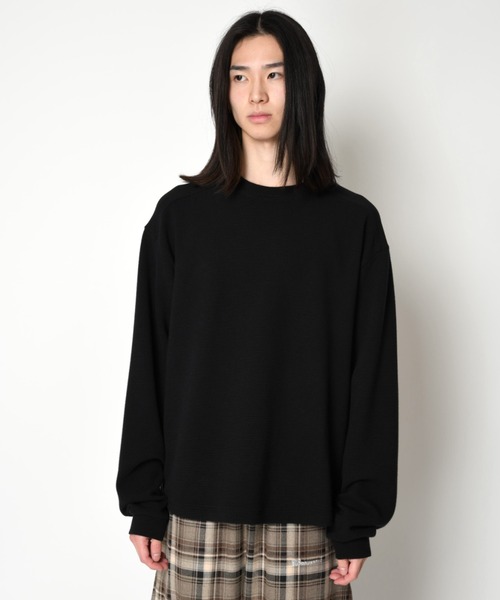 SUPERTHANKS(スーパーサンクス)の「ワッフル素材クルーネックロングスリーブ Waffle crew neck L/S T-shirt(Tシャツ/カットソー・メンズ・ピンク/グレー/ブラック/ベージュ・S/L/M)」の16枚目の写真