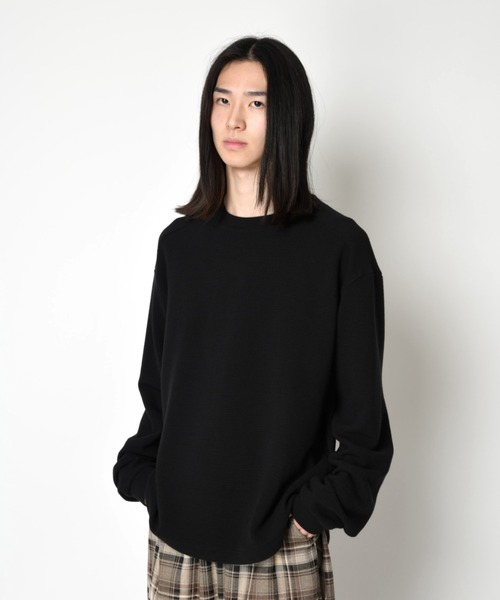 SUPERTHANKS(スーパーサンクス)の「ワッフル素材クルーネックロングスリーブ Waffle crew neck L/S T-shirt(Tシャツ/カットソー・メンズ・ピンク/グレー/ブラック/ベージュ・S/L/M)」の18枚目の写真