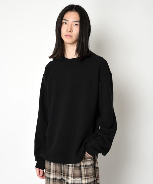 SUPERTHANKS(スーパーサンクス)の「ワッフル素材クルーネックロングスリーブ Waffle crew neck L/S T-shirt(Tシャツ/カットソー・メンズ・ピンク/グレー/ブラック/ベージュ・S/L/M)」の19枚目の写真