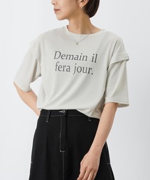 LC/LLL MVS天竺肩タック5分袖プルオーバー/ショルダータックロゴTee
