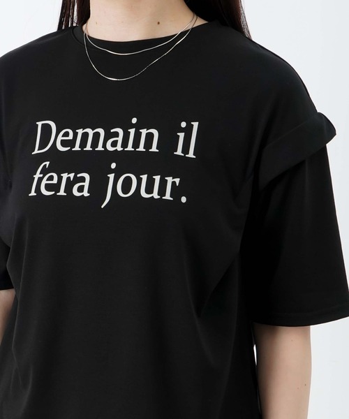 LUCA/LADY LUCK LUCA(ルカ/レディラックルカ)の「LC/LLL MVS天竺肩タック5分袖プルオーバー/ショルダータックロゴTee(Tシャツ/カットソー・レディース・ベージュ/ブラック・FREE)」の10枚目の写真
