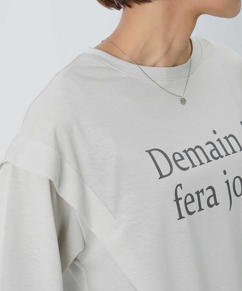 LUCA/LADY LUCK LUCA(ルカ/レディラックルカ)の「LC/LLL MVS天竺肩タック5分袖プルオーバー/ショルダータックロゴTee(Tシャツ/カットソー・レディース・ベージュ/ブラック・FREE)」の21枚目の写真