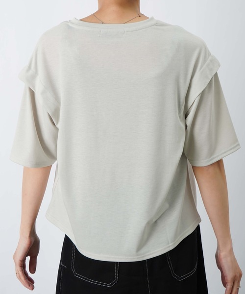 LUCA/LADY LUCK LUCA(ルカ/レディラックルカ)の「LC/LLL MVS天竺肩タック5分袖プルオーバー/ショルダータックロゴTee(Tシャツ/カットソー・レディース・ベージュ/ブラック・FREE)」の20枚目の写真