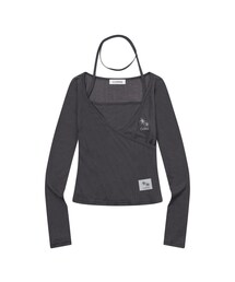 リアル レイヤードストラップ ホルターネック ロングスリーブTシャツ (3カラー)
