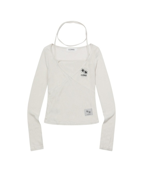 COIRIS(コイリス)の「リアル レイヤードストラップ ホルターネック ロングスリーブTシャツ (3カラー)(Tシャツ/カットソー・レディース・ブラック/アイボリー/チャコール・FREE)」の2枚目の写真