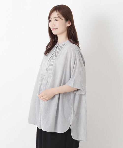 one'sterrace(ワンズテラス)の「フロントギャザー チュニックシャツ(シャツ/ブラウス・レディース・グレー系4/ブルー系その他7・02)」の1枚目の写真