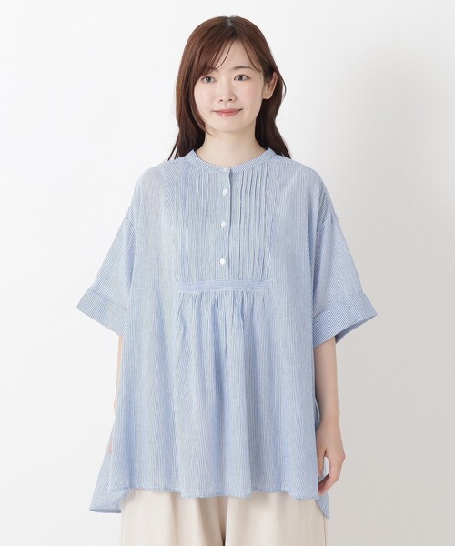 one'sterrace(ワンズテラス)の「フロントギャザー チュニックシャツ(シャツ/ブラウス・レディース・グレー系4/ブルー系その他7・02)」の3枚目の写真