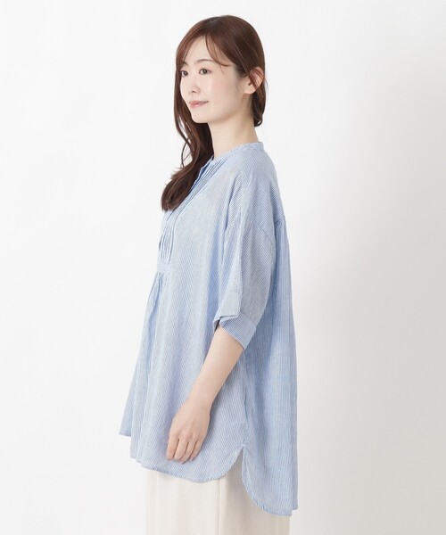 one'sterrace(ワンズテラス)の「フロントギャザー チュニックシャツ(シャツ/ブラウス・レディース・グレー系4/ブルー系その他7・02)」の4枚目の写真
