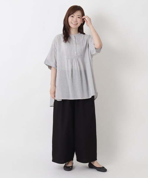 one'sterrace(ワンズテラス)の「フロントギャザー チュニックシャツ(シャツ/ブラウス・レディース・グレー系4/ブルー系その他7・02)」の11枚目の写真