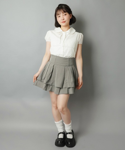 SPINNS(スピンズ)の「丸襟半袖ブラウス/レースリボン(シャツ/ブラウス・レディース・ホワイト/ネイビー系/グレー系・ONESIZE)」の19枚目の写真