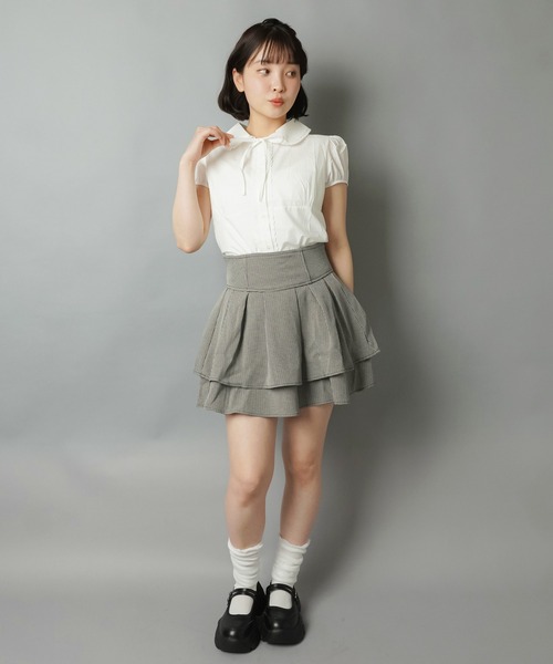SPINNS(スピンズ)の「丸襟半袖ブラウス/レースリボン(シャツ/ブラウス・レディース・ホワイト/ネイビー系/グレー系・ONESIZE)」の20枚目の写真