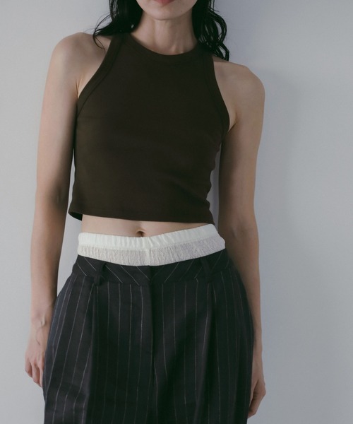 anuke(アンヌーク)の「Americansleeve Short Tanktop(タンクトップ・レディース・ブラック/ホワイト/ブラウン・FREE)」の5枚目の写真