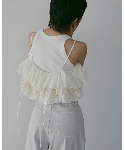 anuke(アンヌーク)の「Americansleeve Short Tanktop(タンクトップ・レディース・ブラック/ホワイト/ブラウン・FREE)」の9枚目の写真