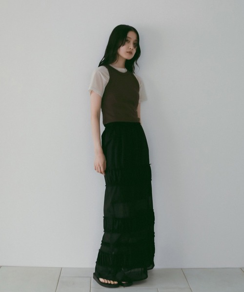 anuke(アンヌーク)の「Americansleeve Short Tanktop(タンクトップ・レディース・ブラック/ホワイト/ブラウン・FREE)」の10枚目の写真