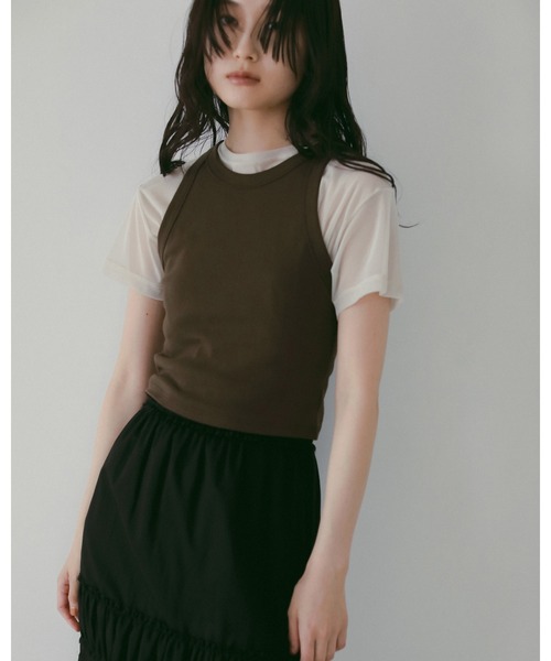 anuke(アンヌーク)の「Americansleeve Short Tanktop(タンクトップ・レディース・ブラック/ホワイト/ブラウン・FREE)」の11枚目の写真