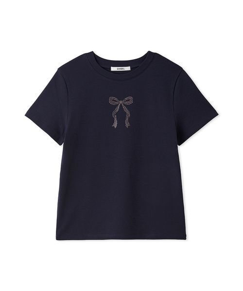 SNIDEL(スナイデル)の「【販路限定カラーあり】ラインストーンTシャツ(Tシャツ/カットソー・レディース・D/C/ブラック/B/A/ホワイト/ネイビー・F)」の3枚目の写真