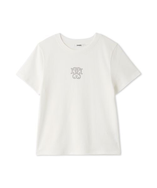 SNIDEL(スナイデル)の「【販路限定カラーあり】ラインストーンTシャツ(Tシャツ/カットソー・レディース・D/C/ブラック/B/A/ホワイト/ネイビー・F)」の6枚目の写真