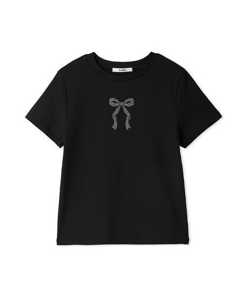 SNIDEL(スナイデル)の「【販路限定カラーあり】ラインストーンTシャツ(Tシャツ/カットソー・レディース・D/C/ブラック/B/A/ホワイト/ネイビー・F)」の2枚目の写真
