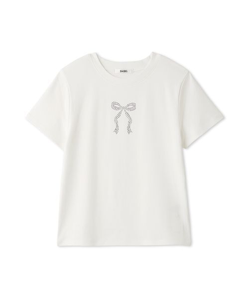 SNIDEL(スナイデル)の「【販路限定カラーあり】ラインストーンTシャツ(Tシャツ/カットソー・レディース・D/C/ブラック/B/A/ホワイト/ネイビー・F)」の19枚目の写真