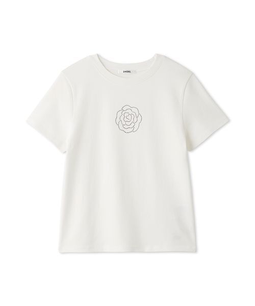 SNIDEL(スナイデル)の「【販路限定カラーあり】ラインストーンTシャツ(Tシャツ/カットソー・レディース・D/C/ブラック/B/A/ホワイト/ネイビー・F)」の21枚目の写真