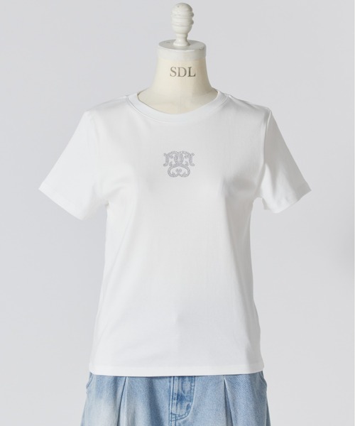 SNIDEL(スナイデル)の「【販路限定カラーあり】ラインストーンTシャツ(Tシャツ/カットソー・レディース・D/C/ブラック/B/A/ホワイト/ネイビー・F)」の12枚目の写真