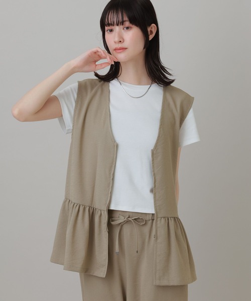LAKOLE（ラコレ）の「＜多機能ウェア＞リネンライクZIPビスチェ /659867（ベスト・レディース・テラコッタ/グレイッシュベージュ/アイボリー/チャコール・FREE）」の21枚目の写真