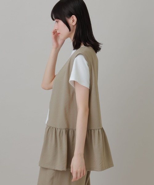 LAKOLE（ラコレ）の「＜多機能ウェア＞リネンライクZIPビスチェ /659867（ベスト・レディース・テラコッタ/グレイッシュベージュ/アイボリー/チャコール・FREE）」の22枚目の写真