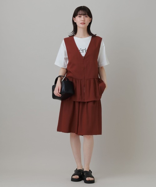 LAKOLE（ラコレ）の「＜多機能ウェア＞リネンライクZIPビスチェ /659867（ベスト・レディース・テラコッタ/グレイッシュベージュ/アイボリー/チャコール・FREE）」の17枚目の写真