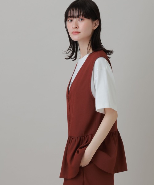 LAKOLE（ラコレ）の「＜多機能ウェア＞リネンライクZIPビスチェ /659867（ベスト・レディース・テラコッタ/グレイッシュベージュ/アイボリー/チャコール・FREE）」の19枚目の写真