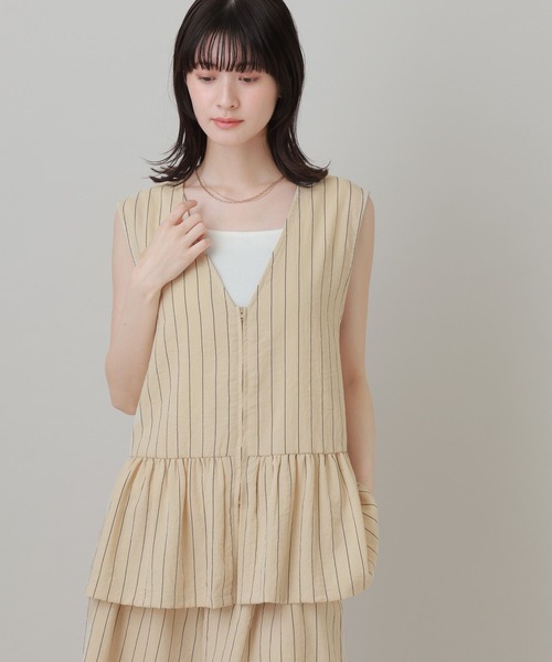 LAKOLE（ラコレ）の「＜多機能ウェア＞リネンライクZIPビスチェ /659867（ベスト・レディース・テラコッタ/グレイッシュベージュ/アイボリー/チャコール・FREE）」の12枚目の写真
