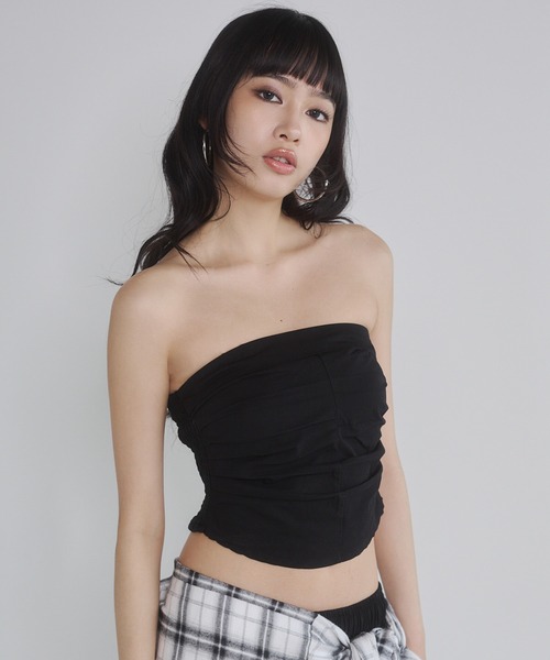 ENVYM（アンビー）の「サイドタックベアトップ（その他トップス・レディース・ブラック/ピンク/カーキ・M/S）」の9枚目の写真