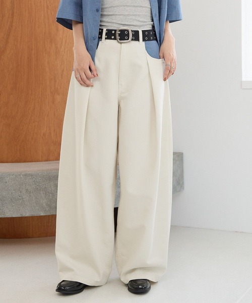 PBLIM（ページボーイリム）の「《UNISEX》チェックポケットワイドスラックス（スラックス・レディース・ブラック/アイボリー・MEDIUM/LARGE）」の4枚目の写真