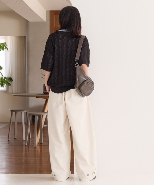 PBLIM（ページボーイリム）の「《UNISEX》チェックポケットワイドスラックス（スラックス・レディース・ブラック/アイボリー・MEDIUM/LARGE）」の11枚目の写真