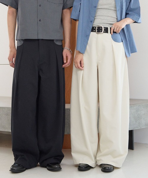 PBLIM（ページボーイリム）の「《UNISEX》チェックポケットワイドスラックス（スラックス・レディース・ブラック/アイボリー・MEDIUM/LARGE）」の13枚目の写真