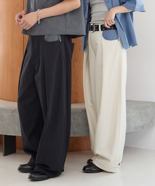 PBLIM（ページボーイリム）の「《UNISEX》チェックポケットワイドスラックス（スラックス・レディース・ブラック/アイボリー・MEDIUM/LARGE）」の14枚目の写真