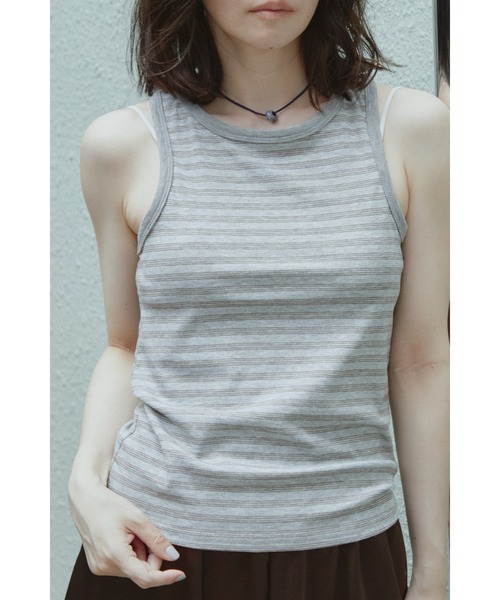 ANF.MUU(アンフムー)の「マルチボーダーアメスリタンクトップ(タンクトップ・レディース・ライトグレー/ブラック・FREE)」の7枚目の写真