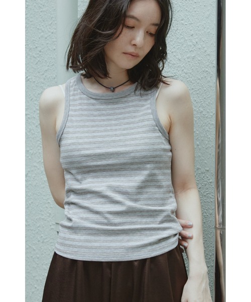 ANF.MUU(アンフムー)の「マルチボーダーアメスリタンクトップ(タンクトップ・レディース・ライトグレー/ブラック・FREE)」の8枚目の写真