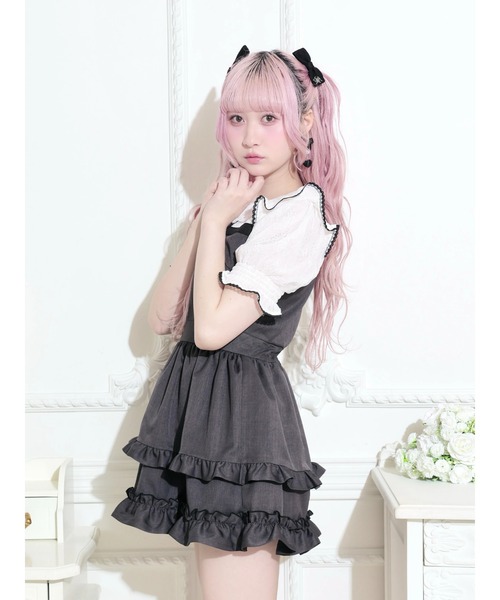 NOEMIE(ノエミー)の「レースドッキングティアードリボンワンピース(ワンピース・レディース・ブラック/オフホワイト/ダークグレー・M)」の8枚目の写真