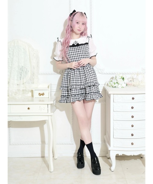 NOEMIE(ノエミー)の「レースドッキングティアードリボンワンピース(ワンピース・レディース・ブラック/オフホワイト/ダークグレー・M)」の13枚目の写真
