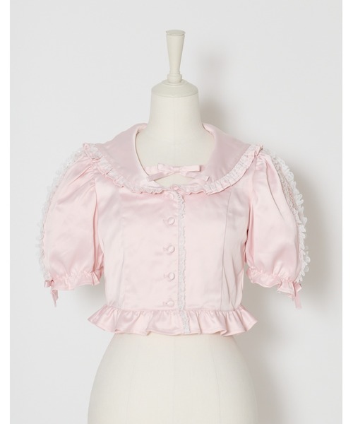 mellfy memory(メルフィーメモリー)の「Lace sleeves sweet satin blouse(シャツ/ブラウス・レディース・ホワイト/ピンク・FREE)」の10枚目の写真