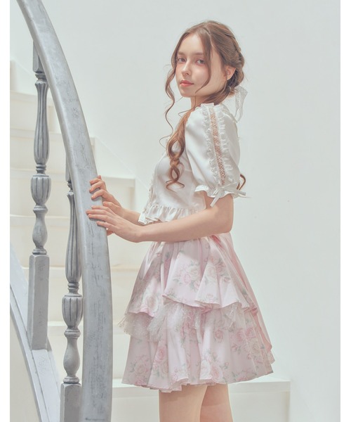 mellfy memory(メルフィーメモリー)の「Lace sleeves sweet satin blouse(シャツ/ブラウス・レディース・ホワイト/ピンク・FREE)」の3枚目の写真