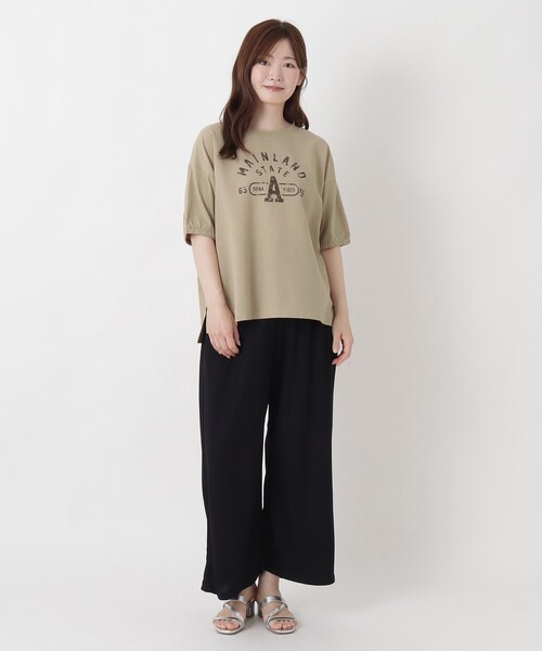 one'sterrace(ワンズテラス)の「袖口ゴム入り ロゴプリントプルオーバー(Tシャツ/カットソー・レディース・オレンジ系その他5/ブラック系8/ベージュ系8・02)」の6枚目の写真