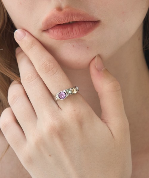 Birthday room(バースデイルーム)の「カラービジューリング/Colored Jewel Ring(リング・レディース・ブルー/パープル/イエロー・FREE)」の3枚目の写真